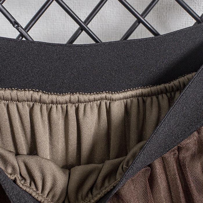 Women Spring Fall High Waist All Match Gradient Color Peacock Printed Mesh A Line Skirt