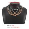 Women Hip Hop Punk Style Exaggerated Necklace Metal Texture PU Heart Jewelry Trendy Cool Personality Clavicle Necklace Jewelry