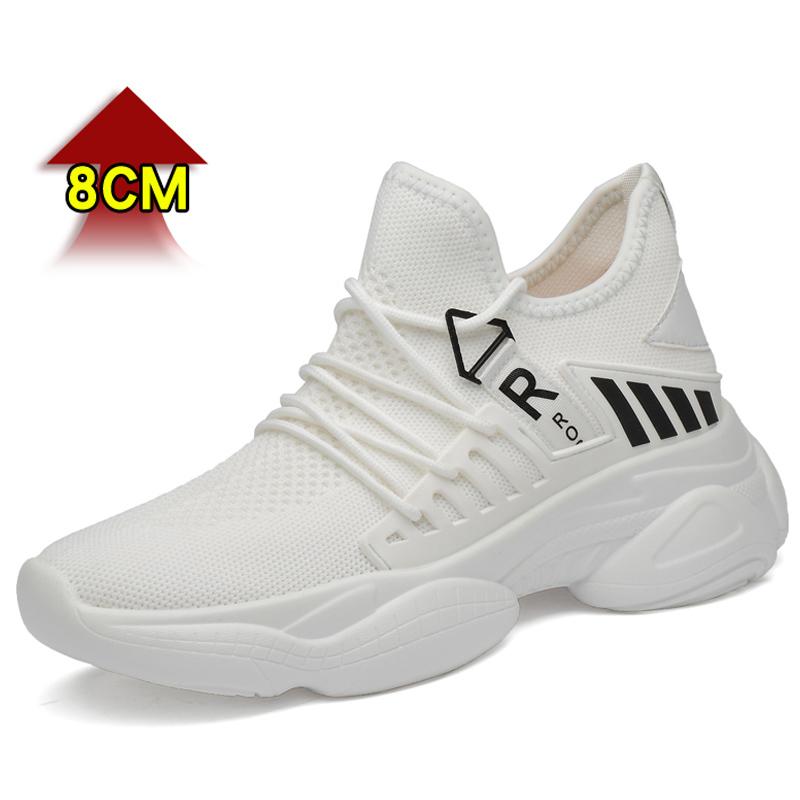 

Sports Sneakers Men Elevator Shoes for Men Casual Mesh Summer Leisure Height Increase Insole 8cm 36 черный белый