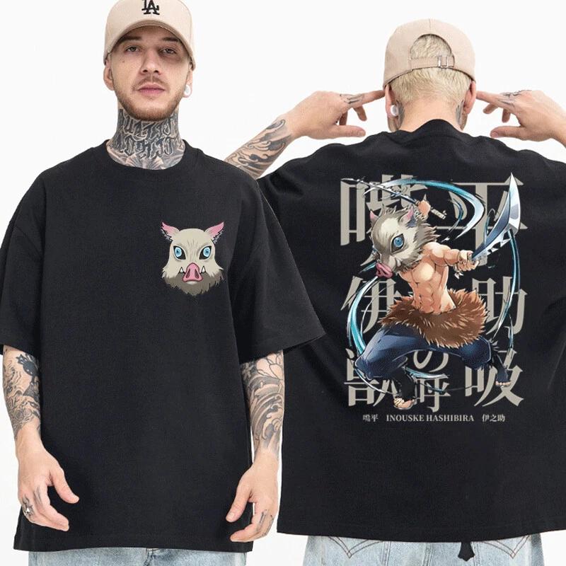 Summer New Demon Killer Inosuke COTTON T-shirt Nezuko Anime Unisex Men's and Women's Tops T-shirt Gift