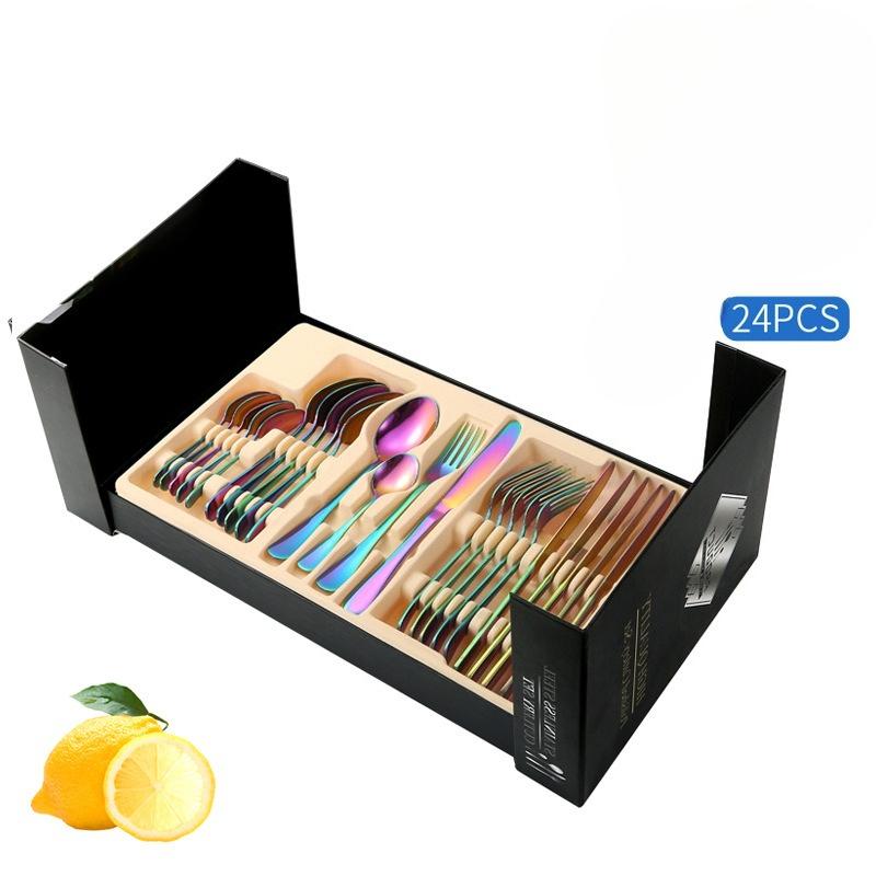 1010 Tableware 24-piece Set 6-person Knife, Fork and Spoon Four-piece Gift Box Set Stainless Steel