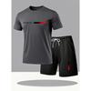 Herren Sommer T-Shirt und Shorts Set Lässige Entspannte Passform Sportliches Rundhals Kurzarm T-Shirt Paris Buchstaben Druck Zweiteiliges Set