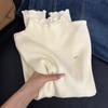 High Neck Ruffle Trim Knit Sweater - Women's Autumn/Winter Long Sleeve Korean Style Base Layer Top