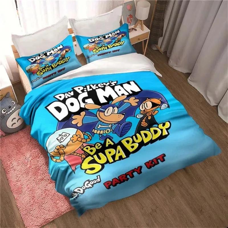 DOG MAN Cute Cartoon Bedding Set Duvet Cover Single Double King Size Anime Sheet for Adult Boys Bedroom