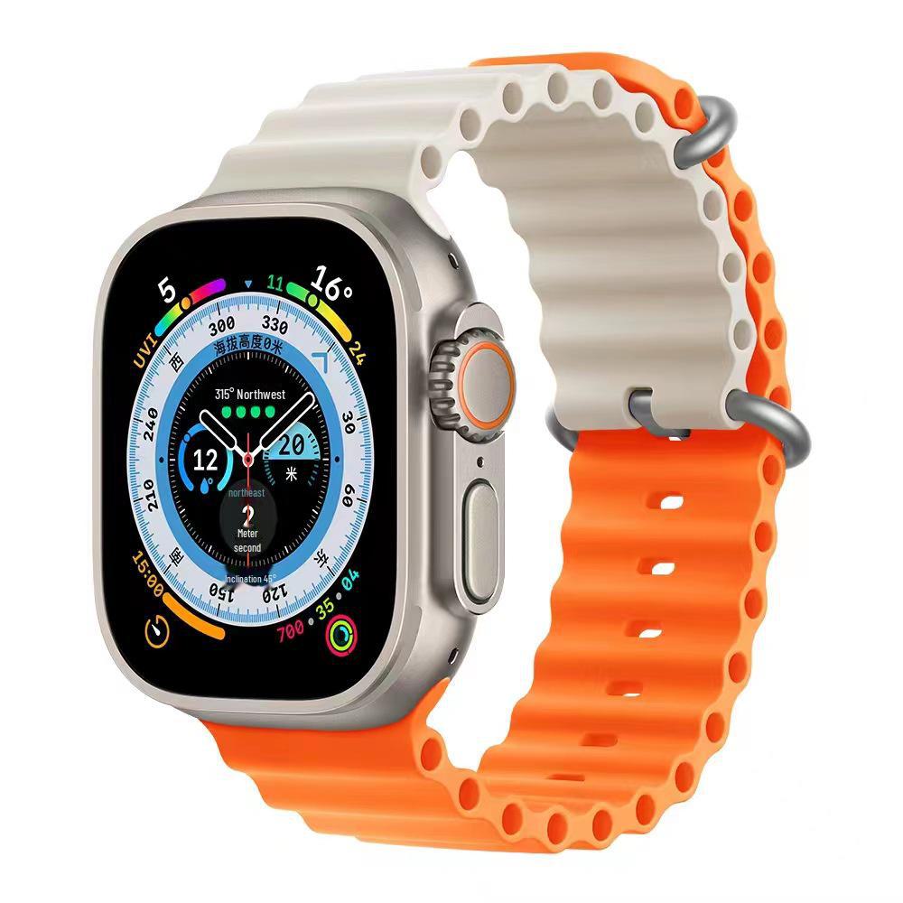 Ремешок из двухцветного силикона Apple Marine для часов 8/7/SE/Ultra Sports