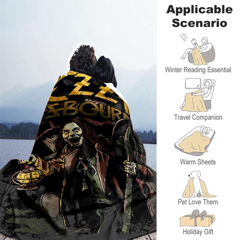 1pc Blanket Ozzy Madman Print Design, Lightweight Blanket for Sofa, Bed- Soft &Warm, Gift for All Seasons Like Christmas, Halloween