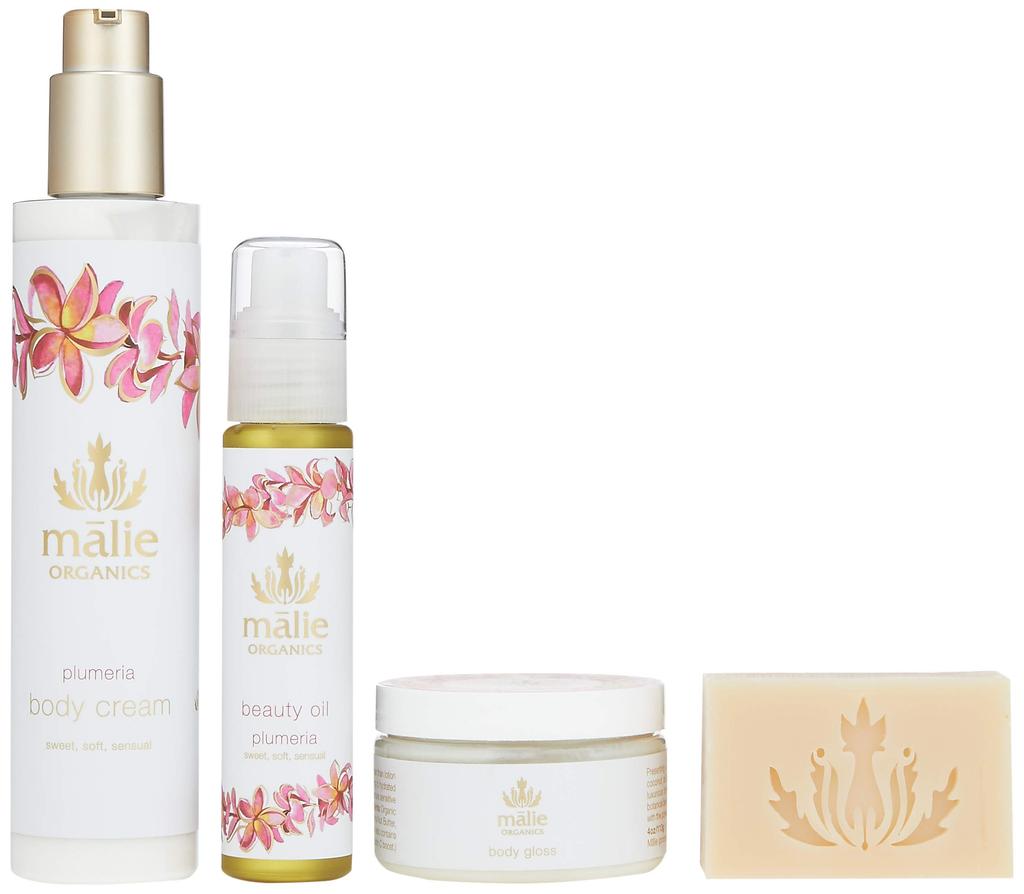 Malie Organics Luxe Spa Box Plumeria Beauty Oil Body Cream Body Gloss Luxe Cream (Set Contents / / / Soap)