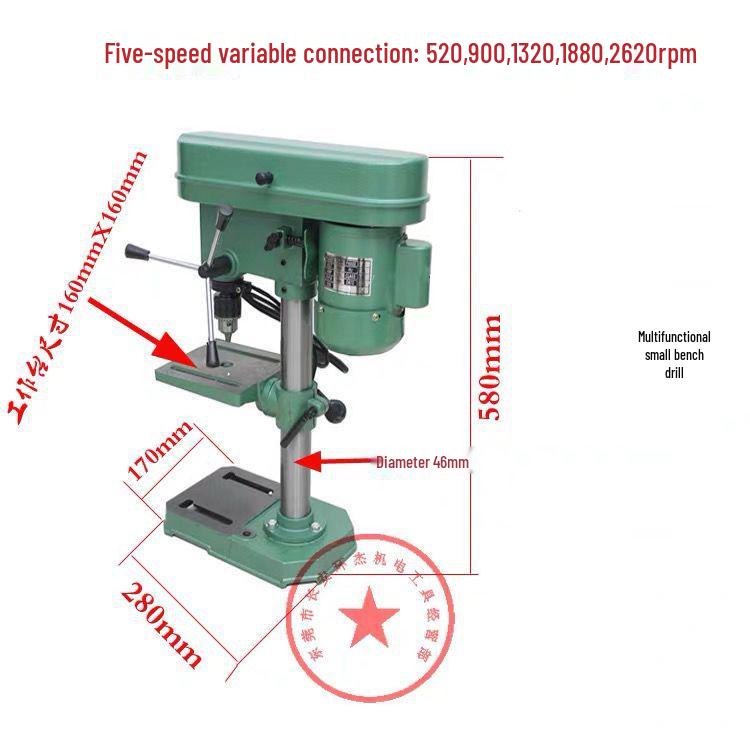 ZHX 13mm Mini Bench Drill for Home Woodworking - Lightweight Electric Desktop Drill Press with Variable Speed