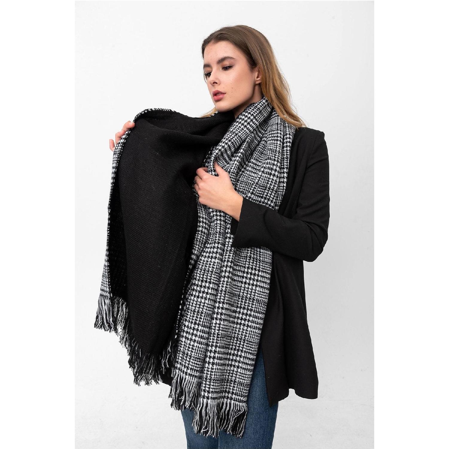 

Double Sided Houndstooth Pattern Women s Shoulder Shawl 80 x 195 червоний