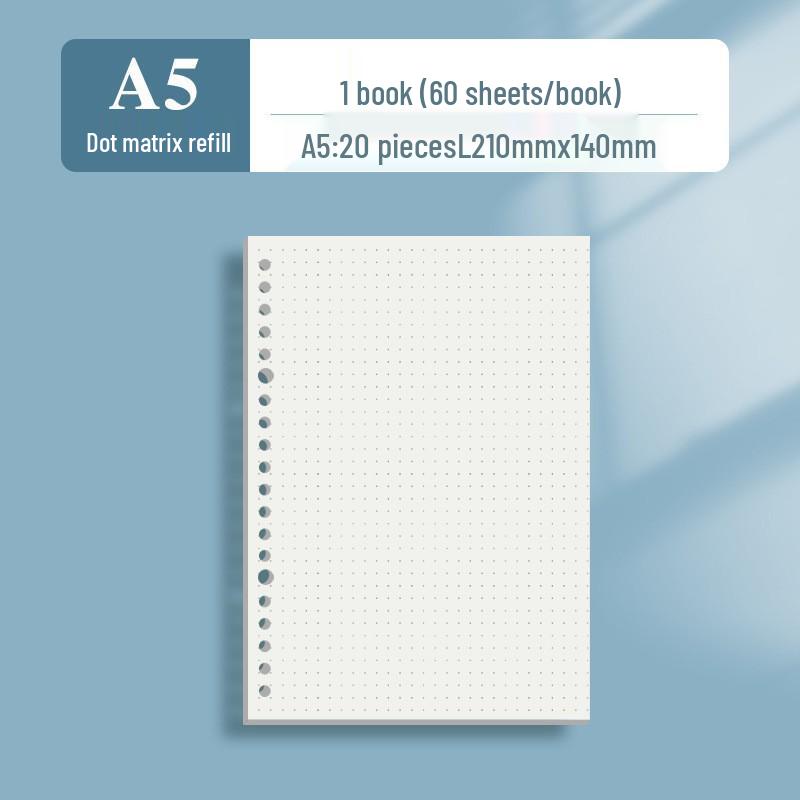Recambio para Cuaderno de Hojas Sueltas Partner Cuatro Lados: B5 y A5, 26/20 Agujeros, Papel Cuadriculado Rayado