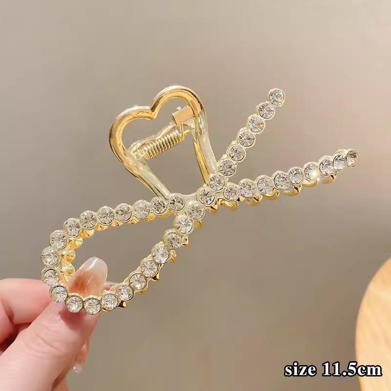 High-End Women's Rhinestone Hair Shark Clip - Large, Stylish, and Trendy Hairpin