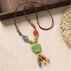 Delicate Ceramic Flower Beaded Necklace Handcrafted Retro Long Sweater Chain For Various Occasions