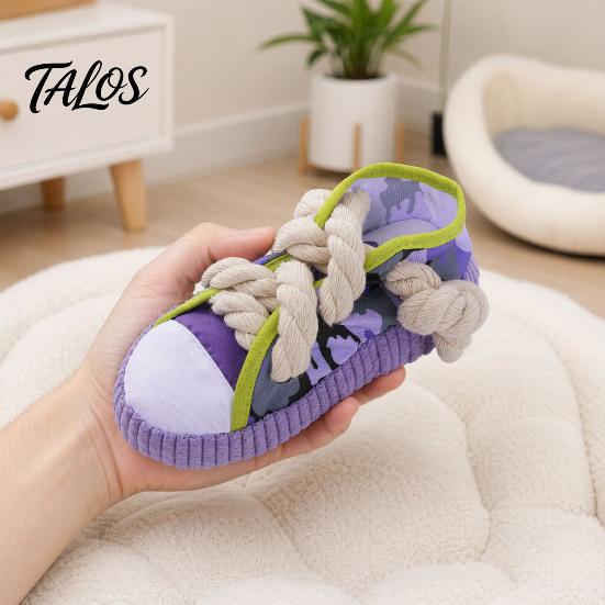 Dog Housebreaking Toy Sneaker Shape Chew Toy, Interactive Pet Tug with Tough For Dogs Squeaker, Oxford Cloth Bite Resistant for Small Medium Rope