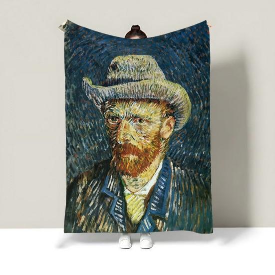 Oil Painting Nap Blanket, Soft Warmth Double-Sided Flannel, Digital Print Shrink-Resistant Machine Washable Office Travel Throw Blanket