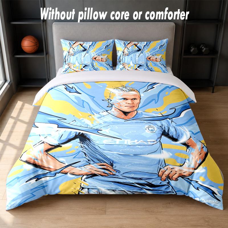 Erling Haaland Design Bed Bedding Set 1 Duvet Cover + 2 Pillowcases Soft Breathable Household Bed Linens