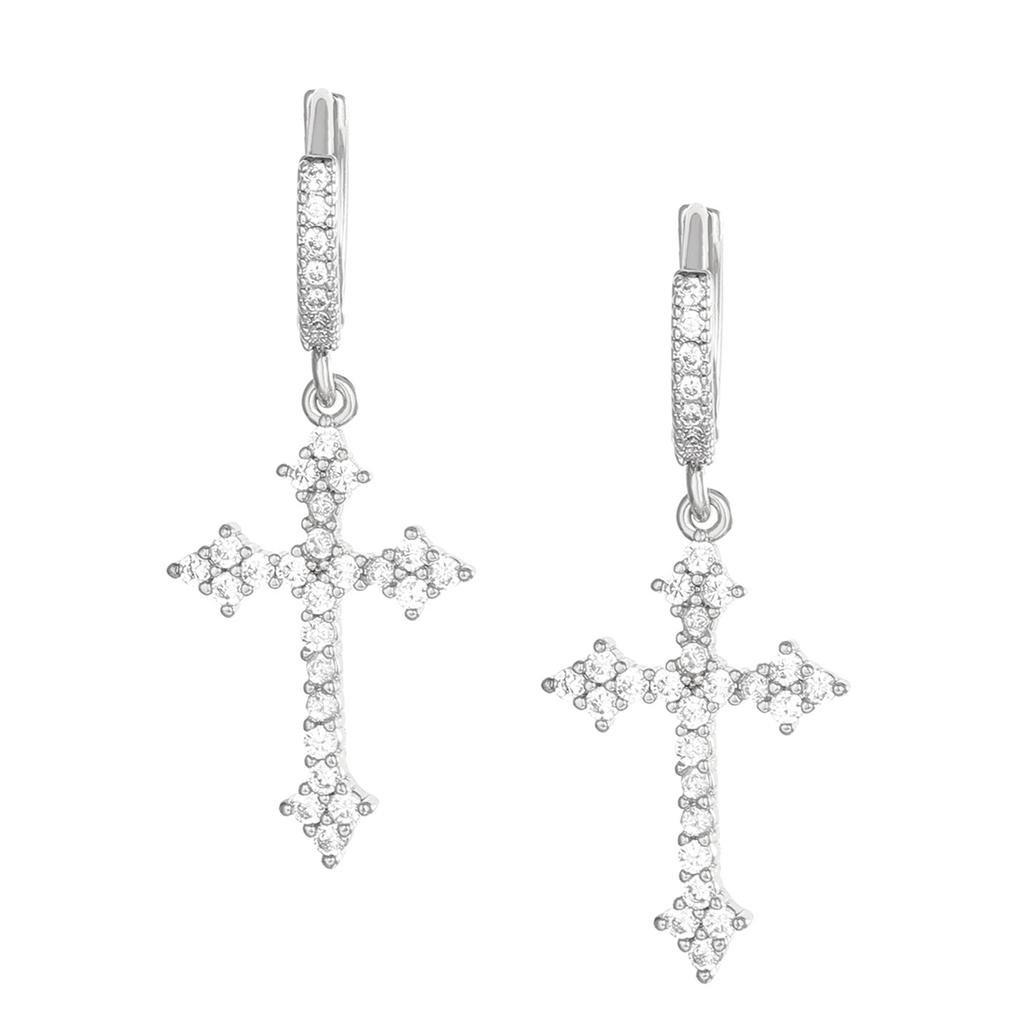 Elegant Crosses Hoop Earrings Elegant Hoop Earrings Accessory With Zircon Crosses Drop for Fashion Enthusiasts