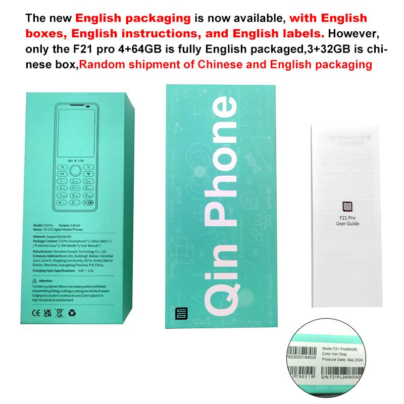 QIN F21 Pro chytrý telefon s dotykovou obrazovkou Wifi 2,8 palce 4 GB 64 GB Bluetooth 5.0 Duoqin Global verze 2120 mAh Telefon z obchodu Android Play