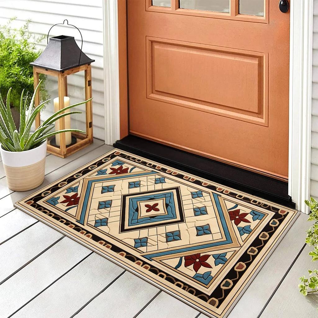 Vintage Luxus Willkommen Fußmatte Waschbarer Innen- und Außenbereich Teppich Matte Heimdekoration für Haustür Schlafzimmer Flur