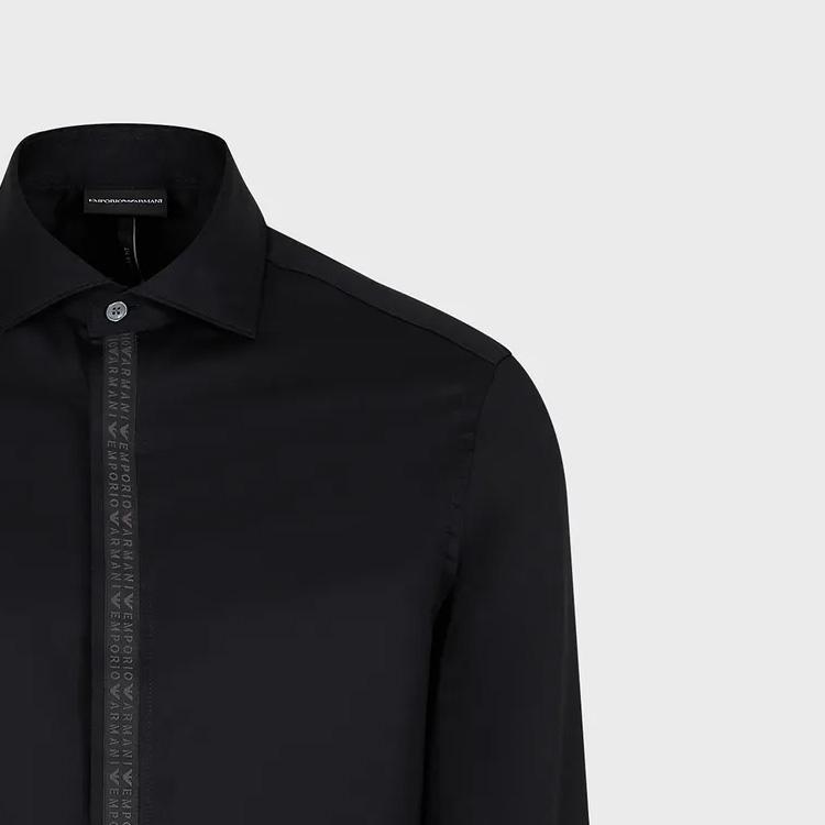 Emporio Armani Logo Print Button Long Sleeve Shirt Men shirts Black 6R1C87-1K1XZ-10094