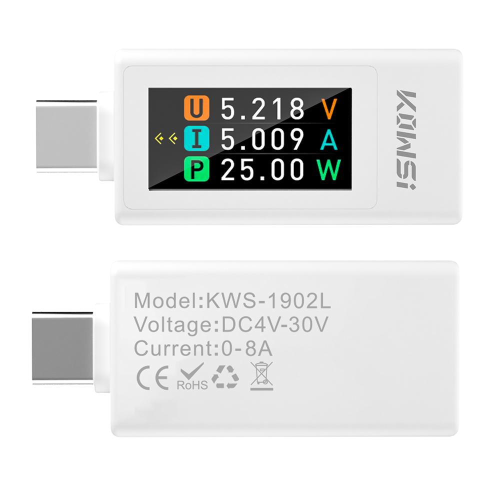 DC 4-30V 0-8A Digital Voltage Current Power Meter 240W Tester Type C Interface Voltmeter Amperemeter Monitor Data Storage