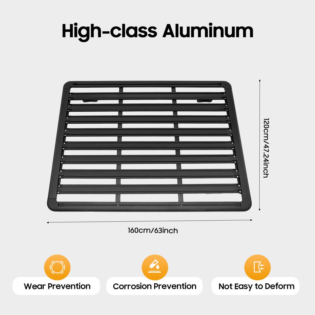 Universal Aluminum Car Roof Top Platform Rack, Luggage Carrier for SUV Truck Van, Direct Mount 150-200kg Capacity Exterior Parts