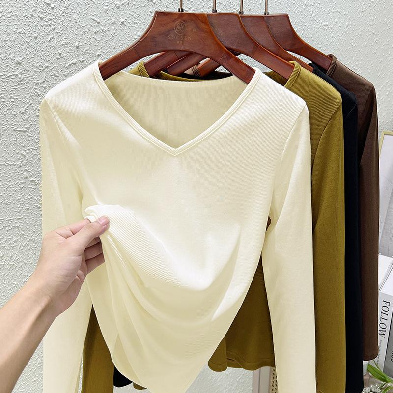 Modal women's summer and autumn new thin solid-color top, soft mask bottoming shirt, women's inside