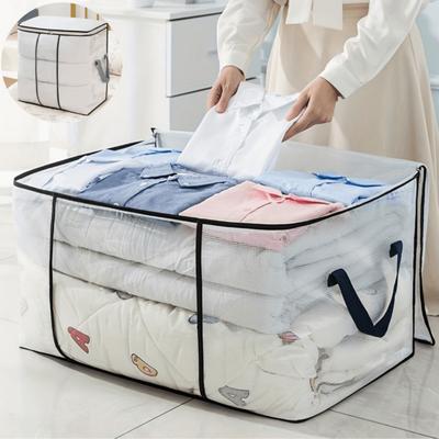 Large Transparent Storage Bag with Zipper &Handle,Heavy-Duty Plastic Suitcase for Clothes,Bedding,Travel,Moving,Seasonal Storage