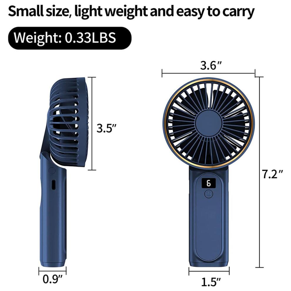 (Black) M12 Summer Cooling Handheld Fan USB Rechargeable Mini Foldable Desktop Fan with Neck Strap