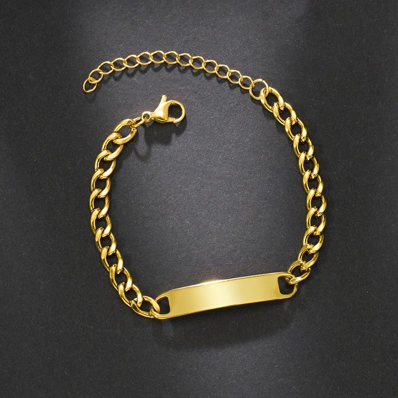 Einfaches personalisiertes Namenslogo Text Herren 18 Karat Gold PVD Edelstahl ID Leere Stange Armband Schmuck Länge 20cm/20cm+5cm