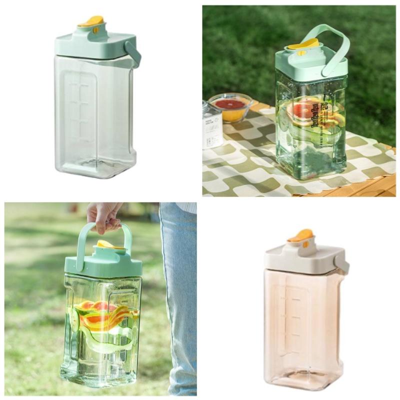 Large Capacity Modern Simple Style Ice Water Pitcher With Tap Green/white