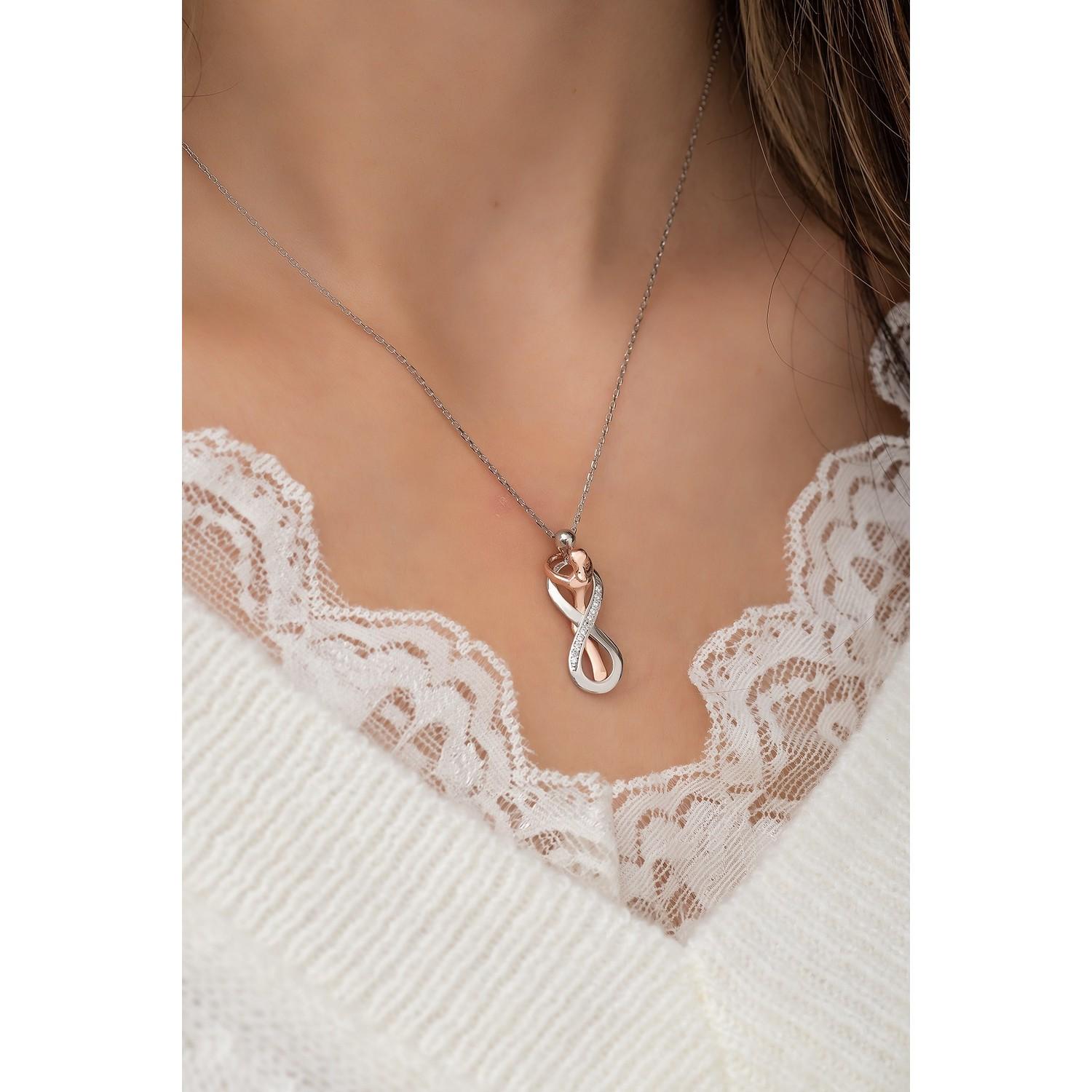 

925 стерлингового серебра Infinity Hug Пара женщин ожерелье из стерлингового серебра