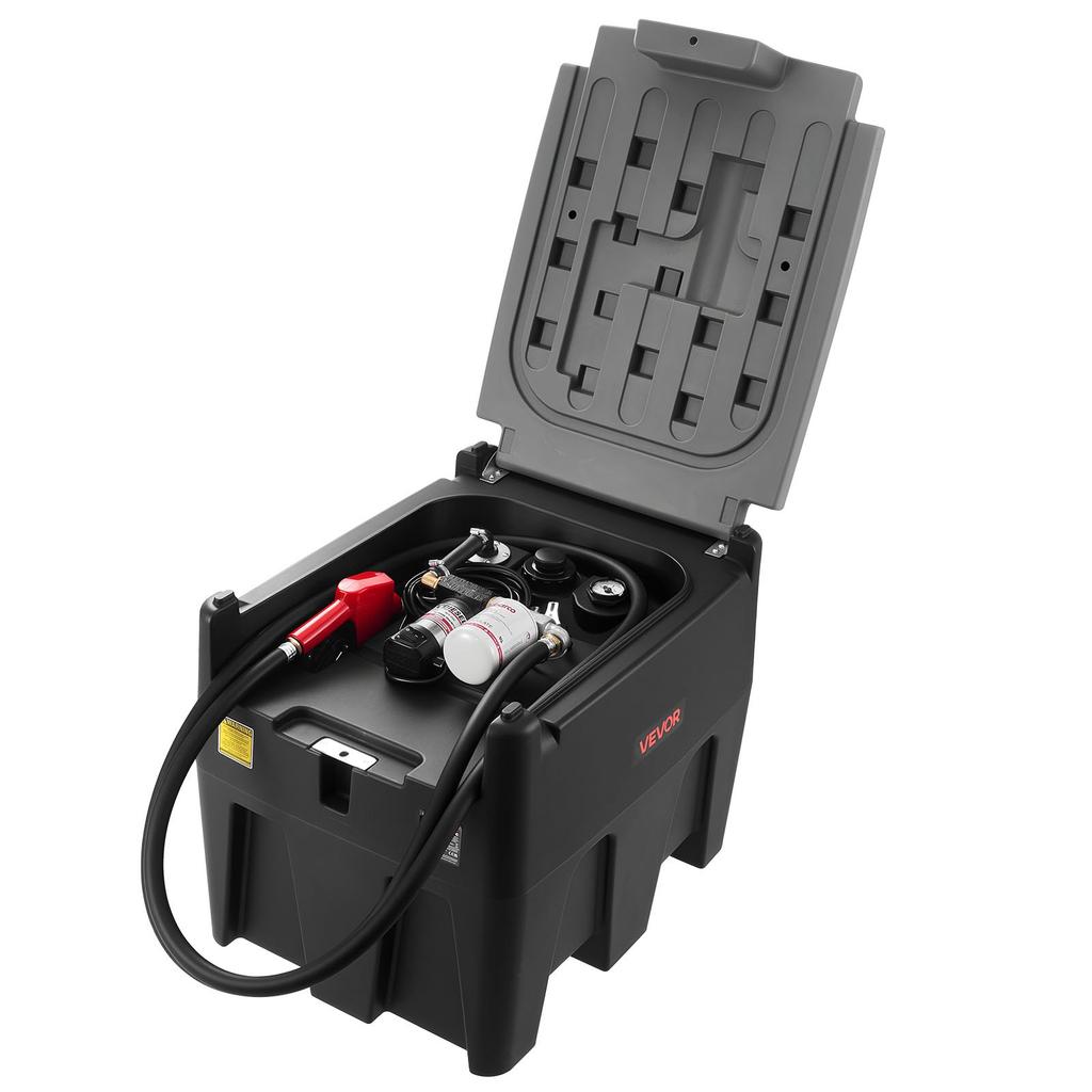 VEVOR Portable Diesel Tank, 220L Capacity & 10 GPM Flow Rate, Fuel Tank with 12V Electric Transfer Pump and 4 M Hose