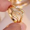 Gold-tone Interlocking Infinity Ring Inlaid with Synthetic Zirconia Elegant Inlaid Dot Decorative Ring Suitable for Daily Wear, Parties, and Bridal