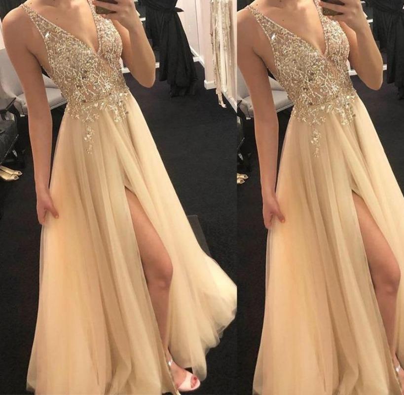 Shiny evening dress European and American summer gold V-neck splicing dress party evening dress female