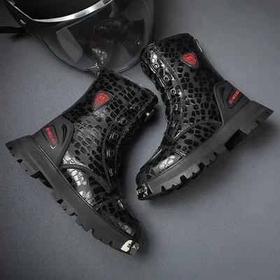 Antiskid Moto Vintage Ankle Boots Leather High Top Women's Boots Waterproof Cycling Boots Outdoor Motorcycle Motocross Shoes