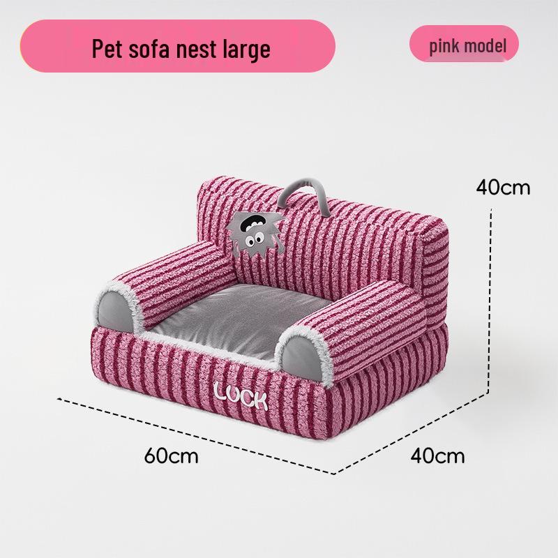 

Плюшевая кровать для кошек и собак «Четыре сезона» - Уютная, нескользящая, диван с приподнятыми полосками для осени и зимы In Stock