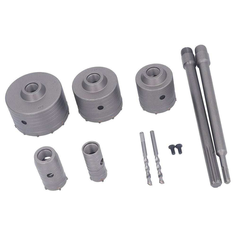 9 szt. Zestaw otwornic do betonu 30?100mm Wiertło Frez do Muru Cementowego Kamienia Cegły