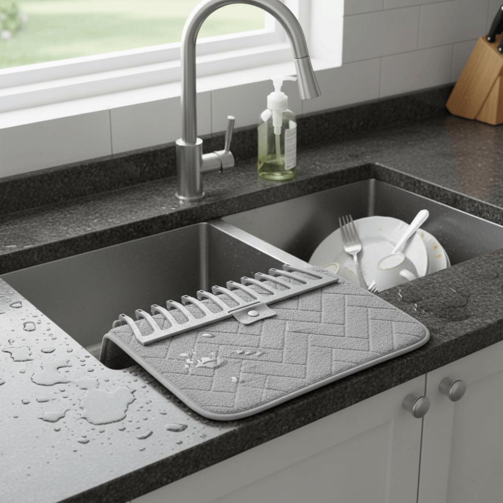 Faltbares Regal Abtropfmatte Saugfähig Geschirr Aufbewahrungsregal Langlebige Platzmatte Kochgeschirr