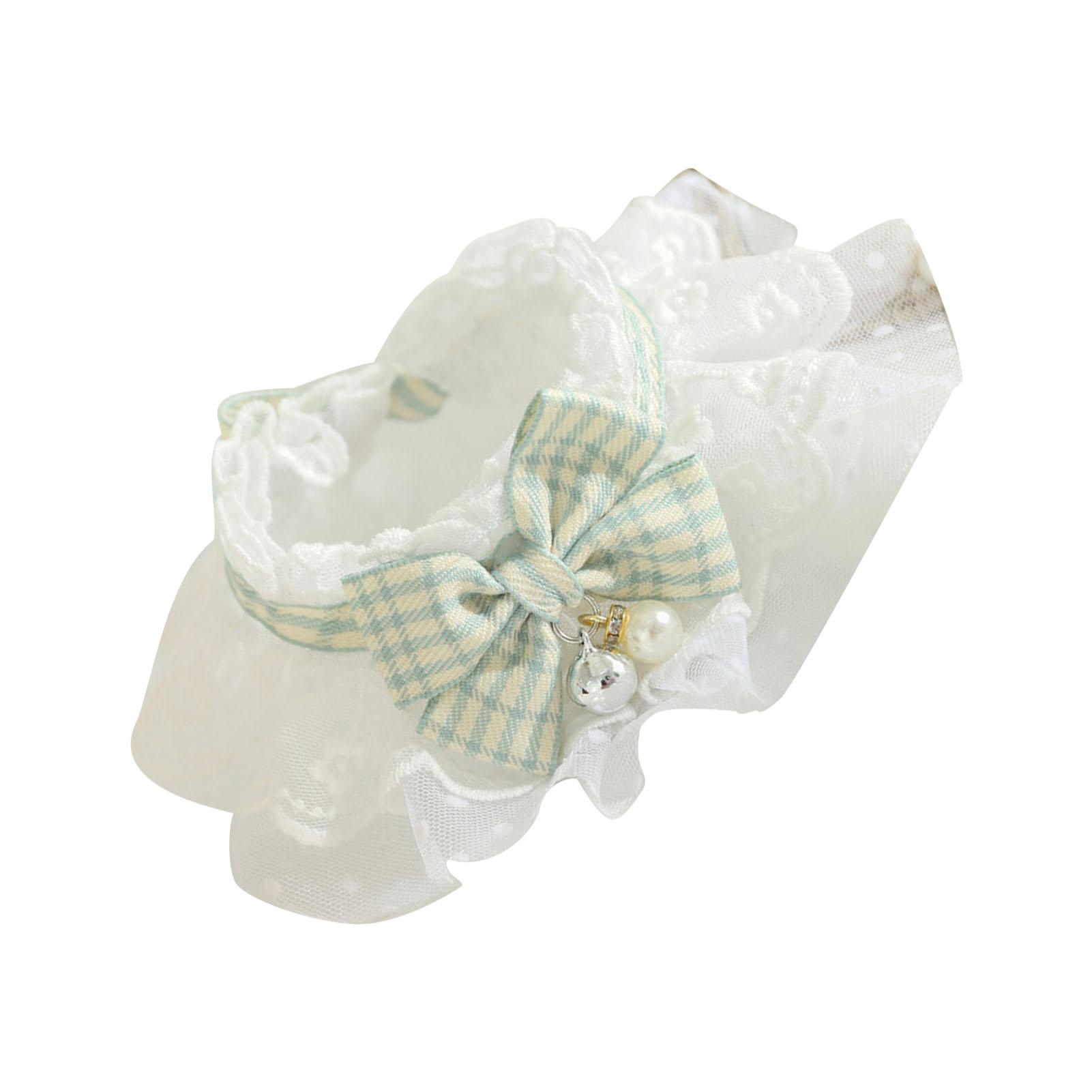 

Lace Cat Collar with Bow and Bells Cute Fashionable Pet Neck Scarf Accessories for Dogs Green S S зелёный