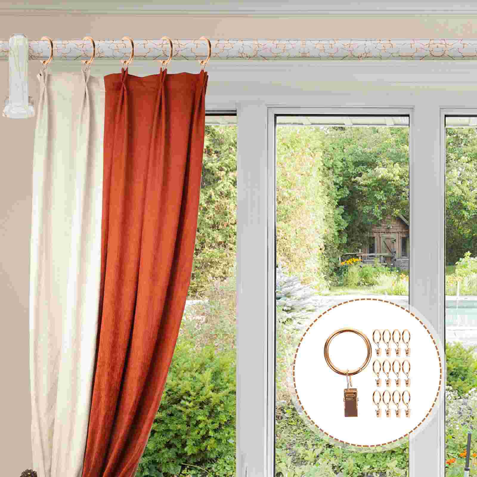 

40 шт. крючки для штор, кольца, скользящие зажимы, карнизы для штор, металлические вешалки, занавески для душа золотистый