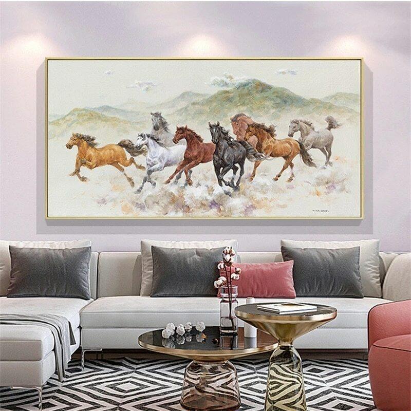 Vintage Running Horses Canvas Painting Animal Poster Wall Art Prints Art Picture For Living Room Home Decor