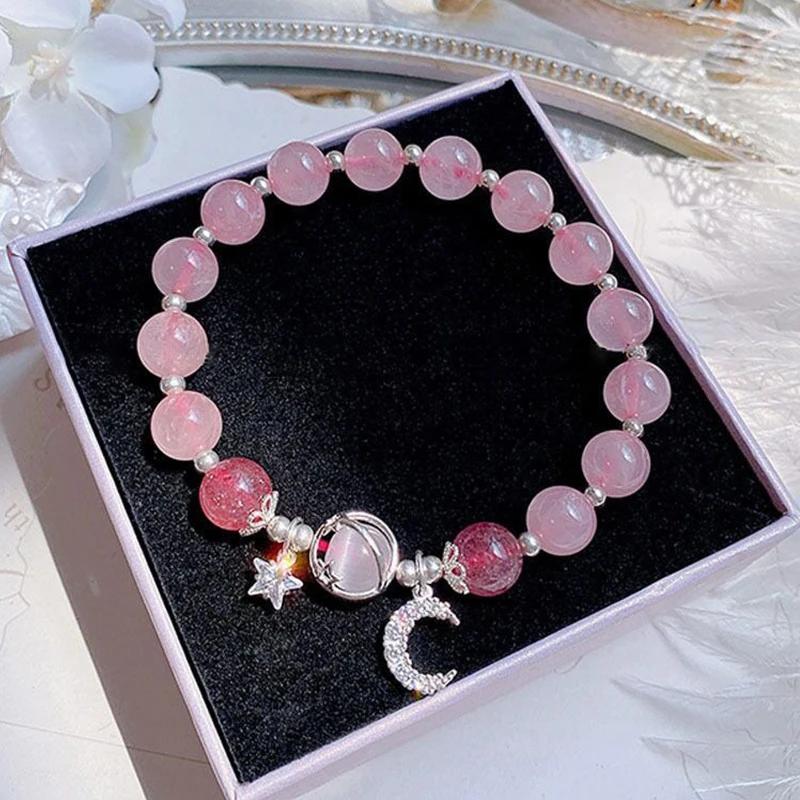 Nischendesign Sternkette Quastenarmband für Frauen Fantasie Blaue Kristallperlen Elastisches Seilarmband Beste Freundin Schmuck Geschenke