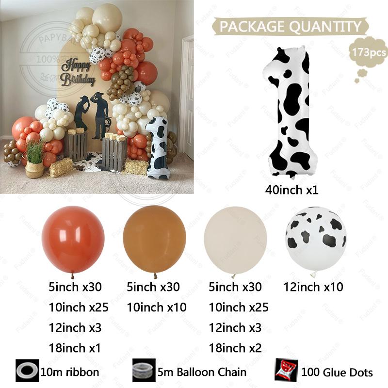 173pcs Coral Caramel Balloon Garland Cowgirl Baby Shower Farmyard Birthday Gender Reveal Globos Bride To Be Wedding Decoration