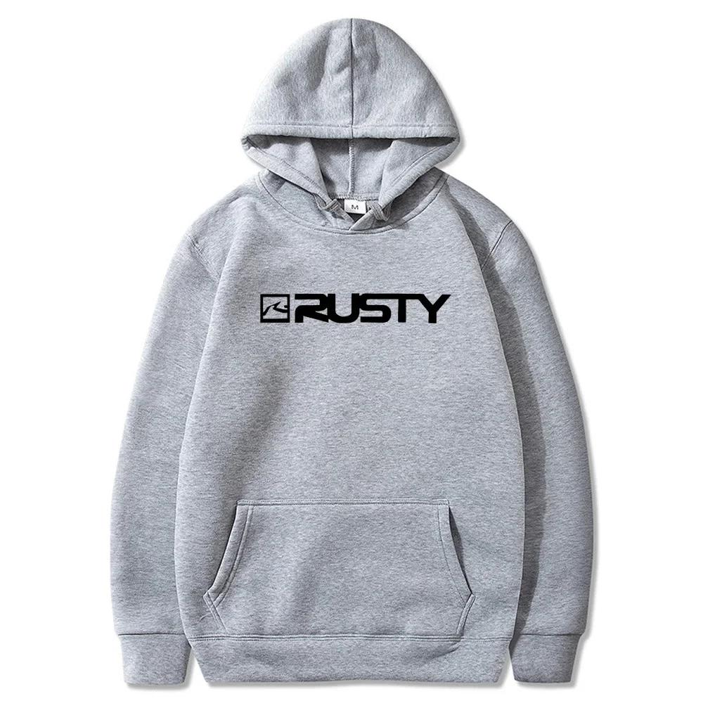 Men's Hoodie Kangaroo Pocket Winter Comfort StreetWe Sweatshirt Men's Rusty Printed Hat Casual Pattern Hoodie