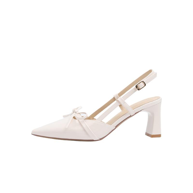 2025 Summer New Pointed Toe Design with Bow High Heels Pumps Wedding Banquet Luxury Live Broadcast Hot Fashion Sandals