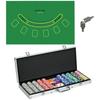 Poker Case Complete Set with 500 Chips, 5 Dice, 2 Card Decks, 3 Buttons and 1 Felt Mat (only with poker chip set)