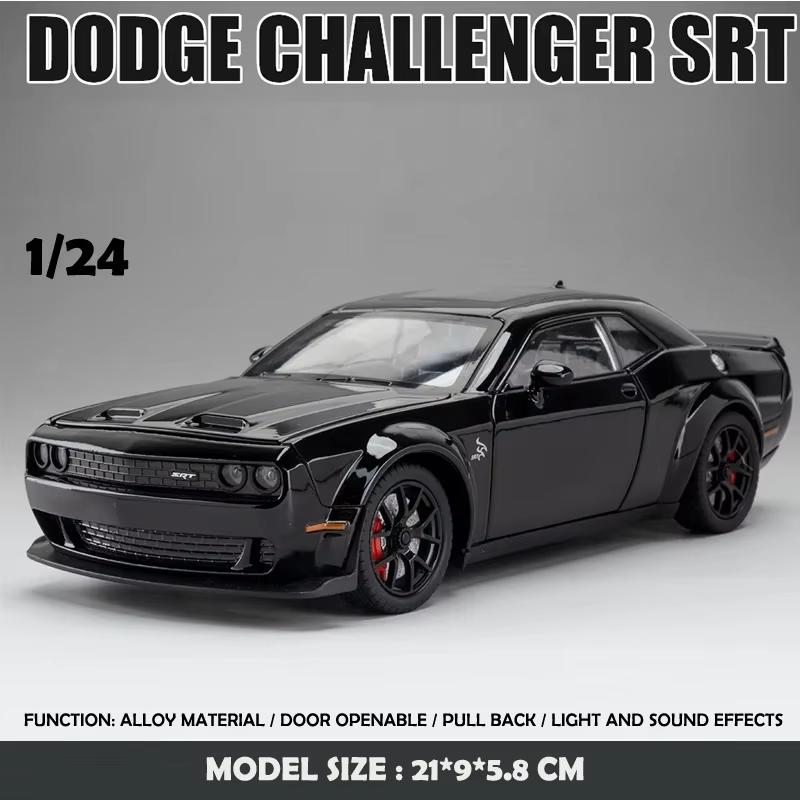 1:24 Dodge Challenger SRT Hellcat Alloy Muscle Car Model Die-cast Metal Sports Car Ornaments Vehicle Model Sound and Light Children's Toy Boy Gift