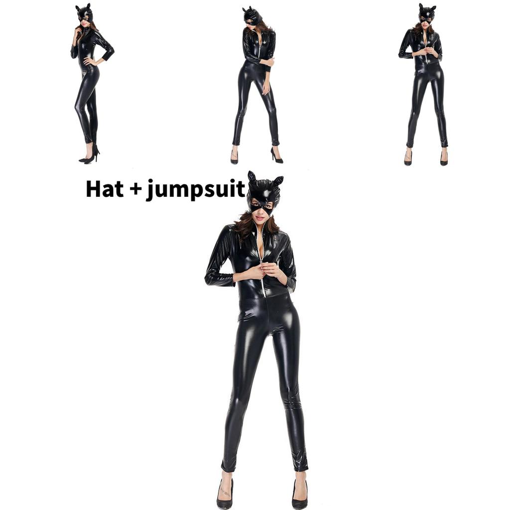 Costume da Ragazza Gatto in Pelle a Tema Gioco per Unisex Festa di Halloween Cosplay