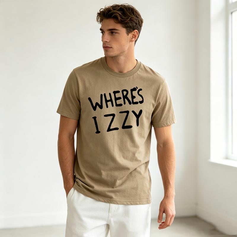 Wheres Izzy Graphic T Shirt Funny Meme Text Print Unisexs Unisexs 100 Cotton Crew Neck Casual Y2k Top Oversized T Shirt Harajuku