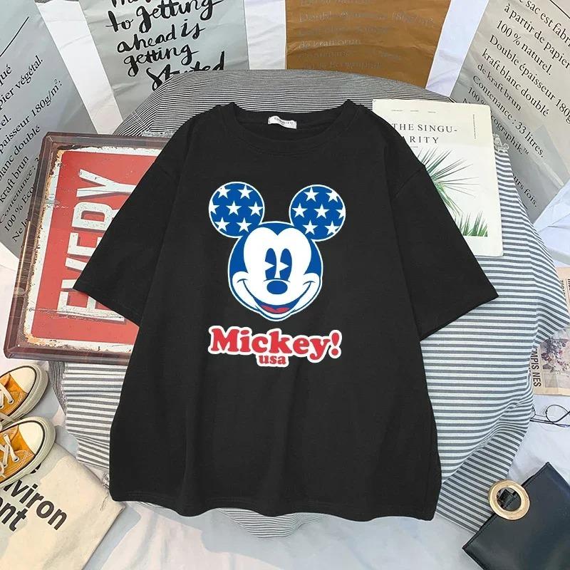 

Kawaii Disney Mickey Graphic Printed T Shirts Fashion Women Casual Oneck Short Sleeve Streetwear Tees Unisex Harajuku Tshirt 4XL